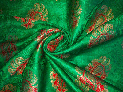 Silk Brocade fabric 44" wide PAISLEYS  available in 5 colors GREEN /YELLOW/ ROYAL BLUE /NAVY AND  ORANGE BRO940