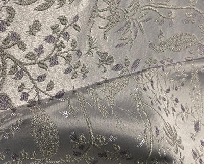 Silk Brocade fabric  jacquard with  subtle embroidery with subtle shimmer 54"lilac and silver grey BRO1034[4]