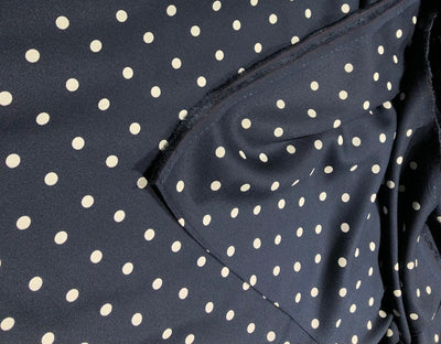 Viscose Moss Crepe navy color with white polka dot print 58&quot; wide &quot; [17558]