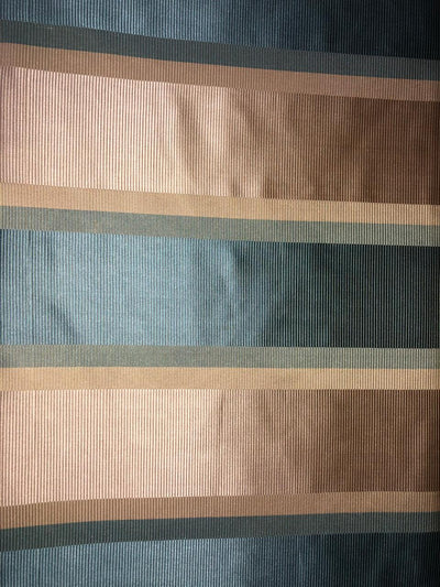 100% silk taffeta ribbed horizontal stripe blueish grey and beige TAFS143-54&quot; wide