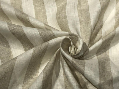 100% Linen stripe 60's Lea Fabric 58" cream and beige  stripe available in 1 inch  as well as 1 centimeter stripes [17221/22]