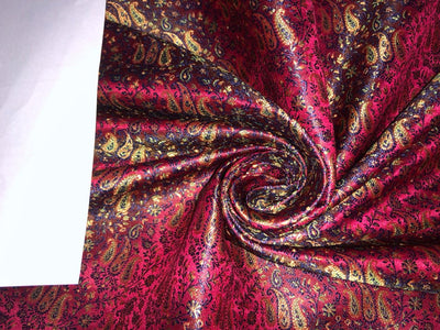 Brocade paisley jacquard fabric 44" wide BRO894 available in Three colors purple/red/sea green and pink x red