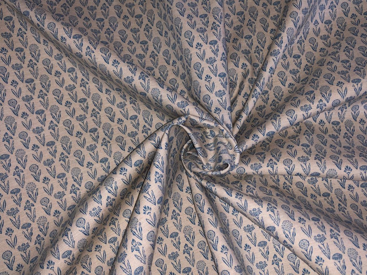 100% Cotton Linen  print 58" wide FLORAL PRINT motif's available in 2 colors red and cream ,blue and cream [17217/18]