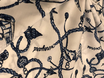 100% Cotton Poplin white with charms hanging on a necklace all over print [18691]