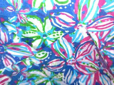 100% Cotton Poplin floral Print 44" wide available in 2 different color schemes  pink and orange AND blue ,royal, pink and green [17280/17281]