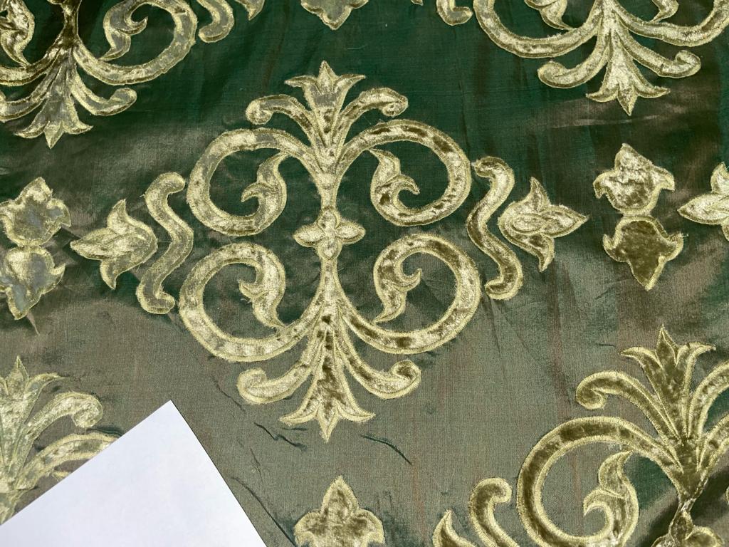Silk Organza with velvet embroidery available in 2 colors brown and green [9626/9627]