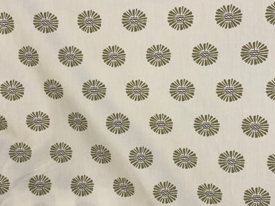 Cotton Suprima  fabric 147 cms wide white ivory with flower motif print [18523]