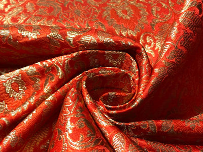 Silk Brocade Fabric with gold jacquard  available in 2 colors orange and pink  BRO988[4/5]