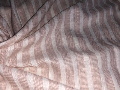 Cotton Viscose  Linen  biscuit and ivory stripe  Fabric 58" wide [17290]