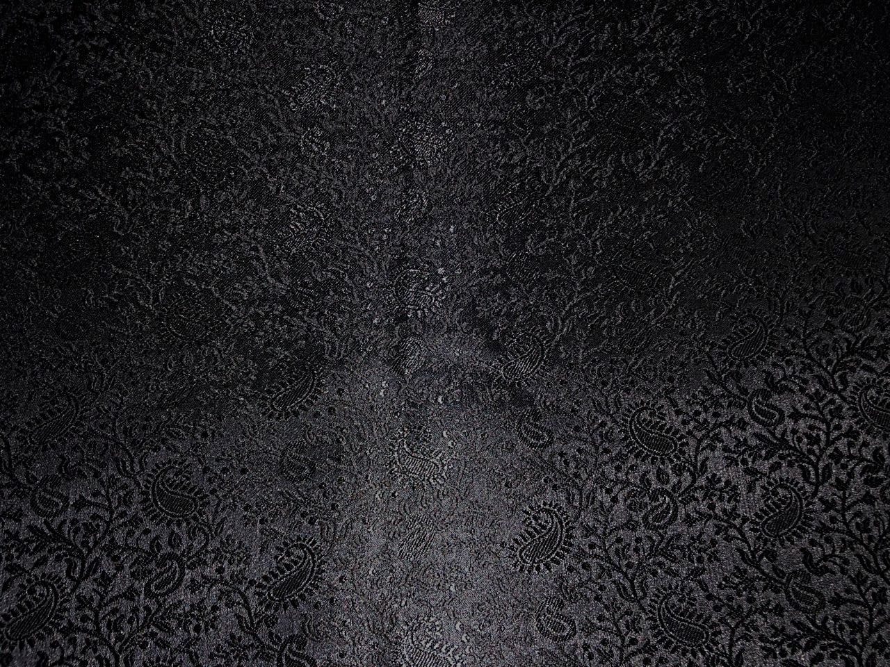 Silk Brocade fabric 56" jet black with self paisley jacquard BRO1057[3]