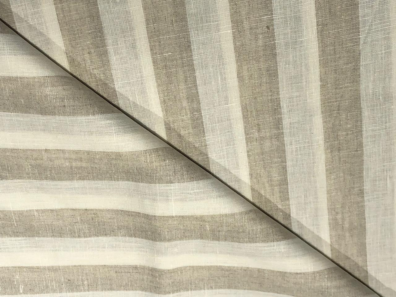 100% Linen stripe 60's Lea Fabric 58" cream and beige  stripe available in 1 inch  as well as 1 centimeter stripes [17221/22]