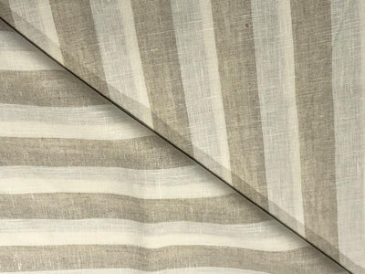 100% Linen stripe 60's Lea Fabric 58" cream and beige  stripe available in 1 inch  as well as 1 centimeter stripes [17221/22]