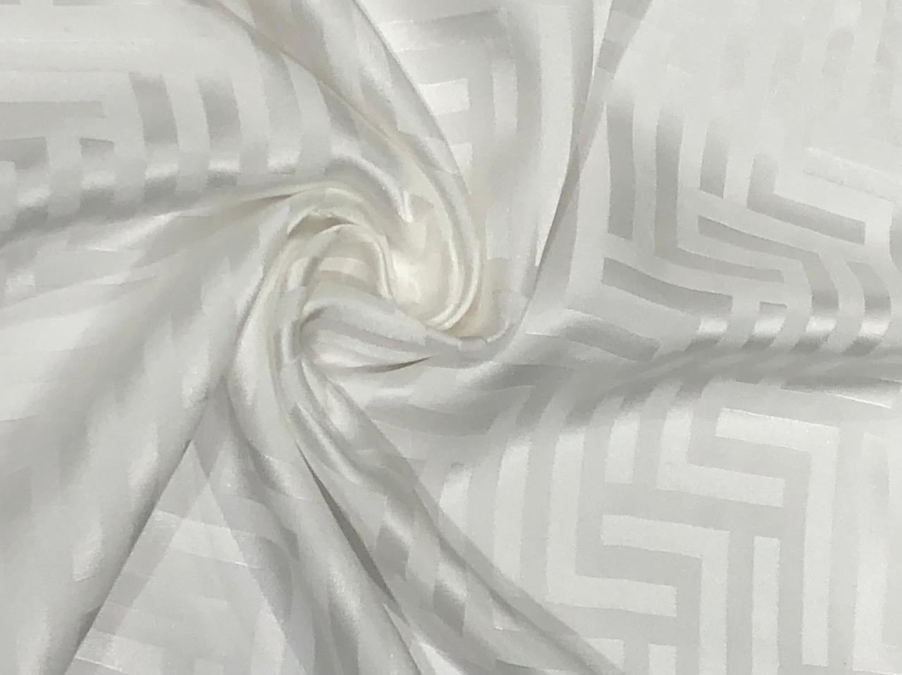 Silk  Satin JACQUARD IVORY WHITE 54" wide available in abstract,floral,roses,waves and triangles jacquard  designs