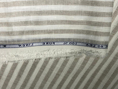 100% Linen stripe 60's Lea Fabric 58" cream and beige  stripe available in 1 inch  as well as 1 centimeter stripes [17221/22]