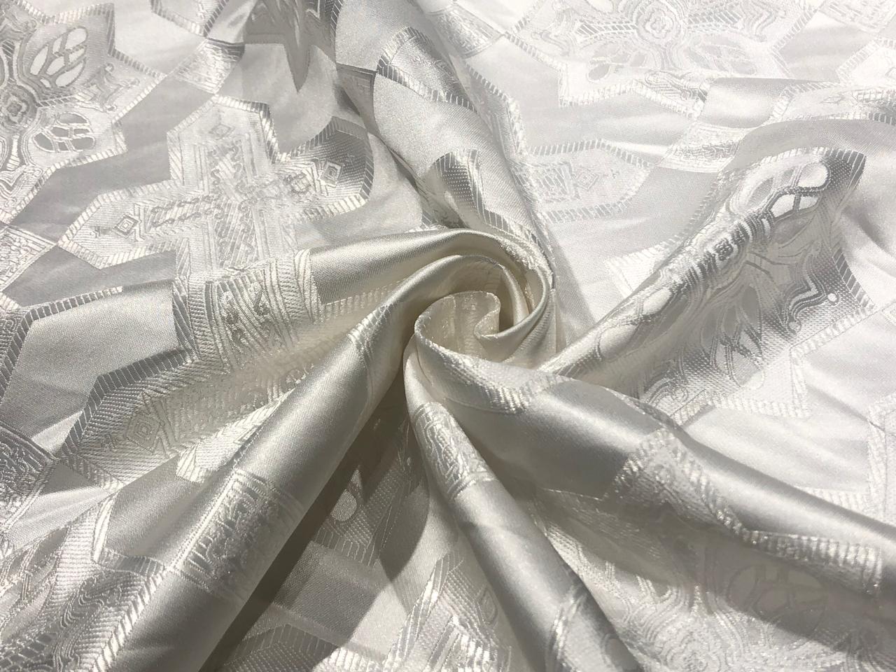 Brocade fabric VESTMENT 60" wide IVORY CROSSES BRO963NEW [cut length 1.60 yards]