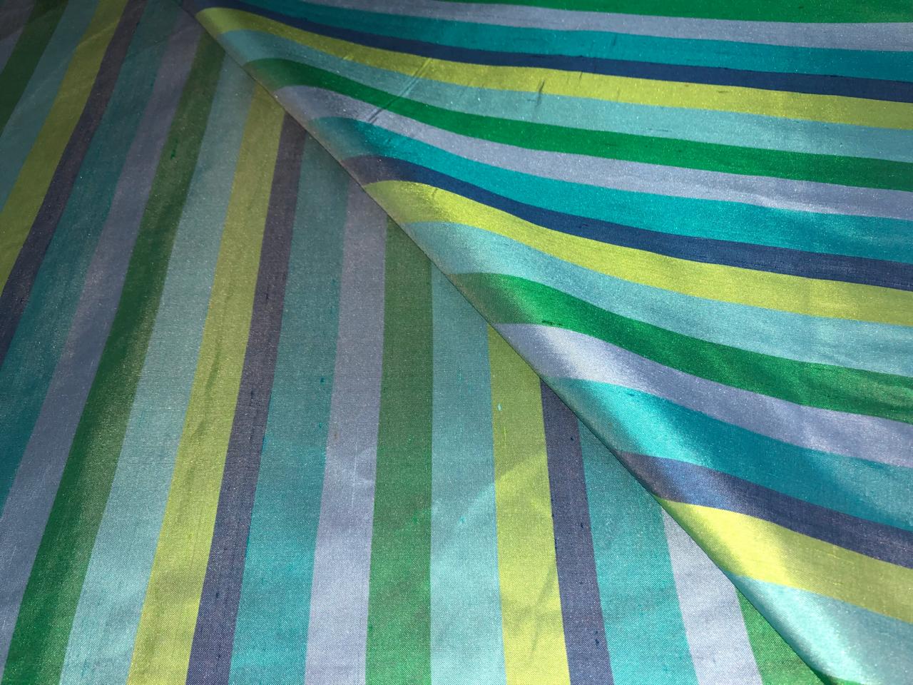 100% Pure Silk dupion  stripe running vertical [54" long stripes] available in 2 colors blues/greens and pinks DUPS72[1/2]