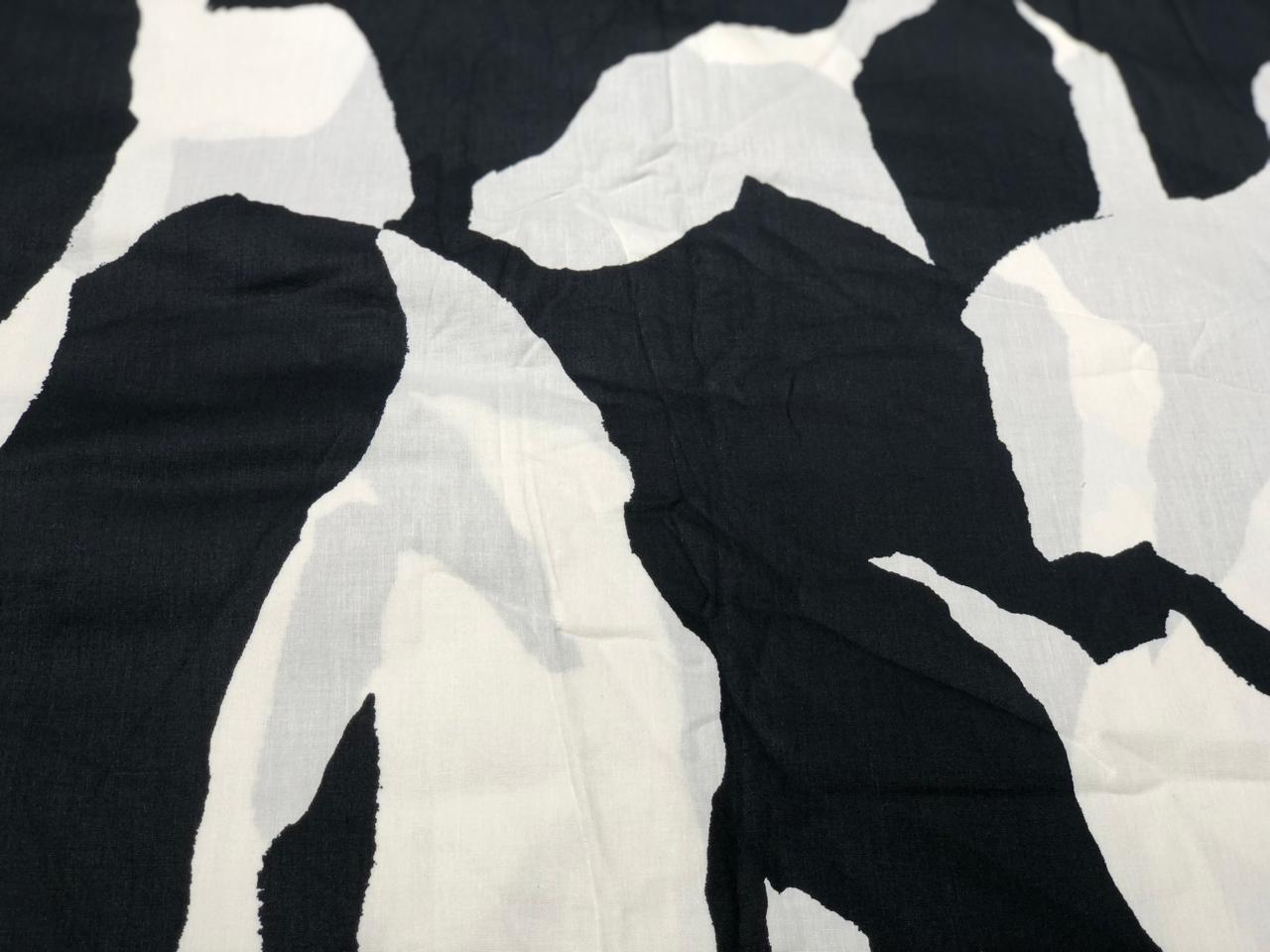 100% Cotton Poplin 58" wide black and ivory abstract print  [17624]