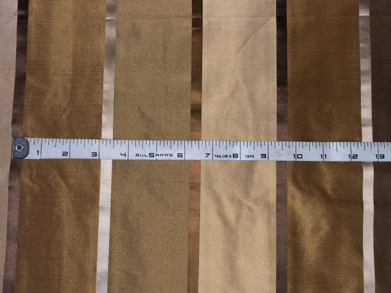 silk taffeta fabric caramel,gold & khaki with satin stripes 54" wide TAFS147[3]