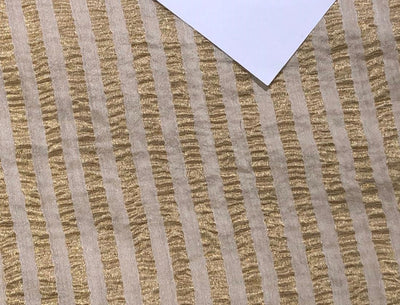 SILK  Crushed MUGA SILK TISSUE STRIPES available in 4 colors crinkle gold x gold stripe/dark ivory x copper/golden cream x silver/silver x gold