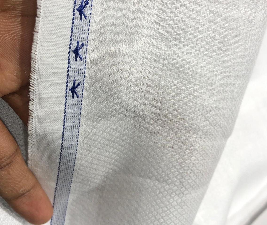 Linen dobby 58" wide available in 3 colors dark ivory/darker ivory and white sustainable and eco-friendly linen