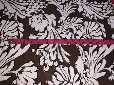 100% Cotton POPLIN BROWN AND WHITE FLORAL PRINT [16616ROLL]