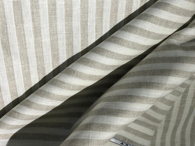 100% Linen stripe 60's Lea Fabric 58" cream and beige  stripe available in 1 inch  as well as 1 centimeter stripes [17221/22]