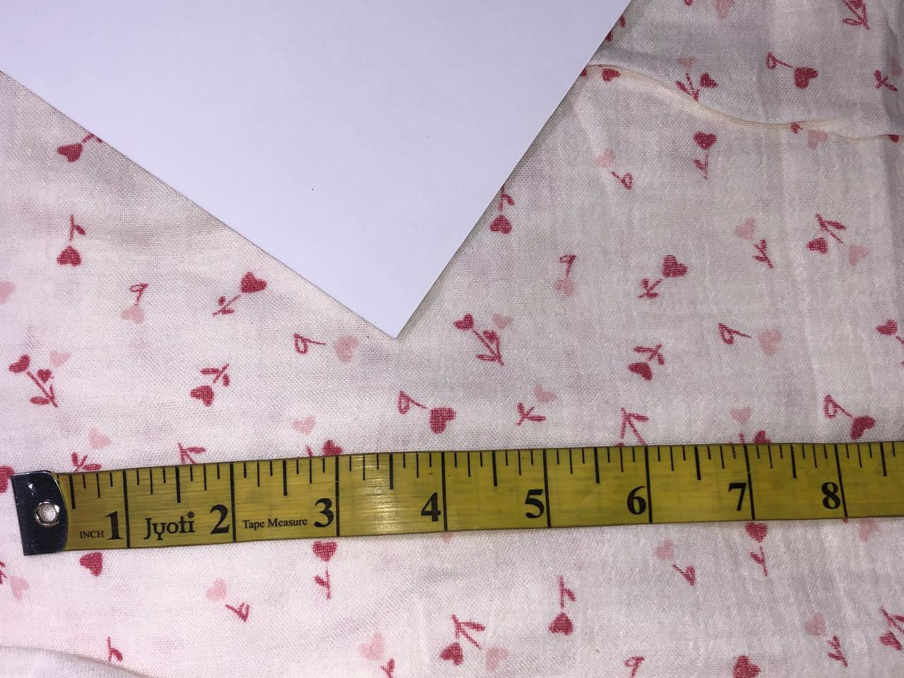 100% Cotton Print 58" wide white with cute floral hearts [16518]