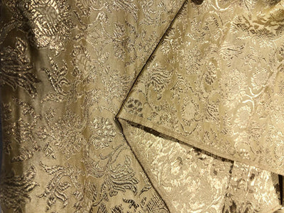 Silk Brocade fabric gold color with metallic gold jacquard 44" wide BRO931[5]
