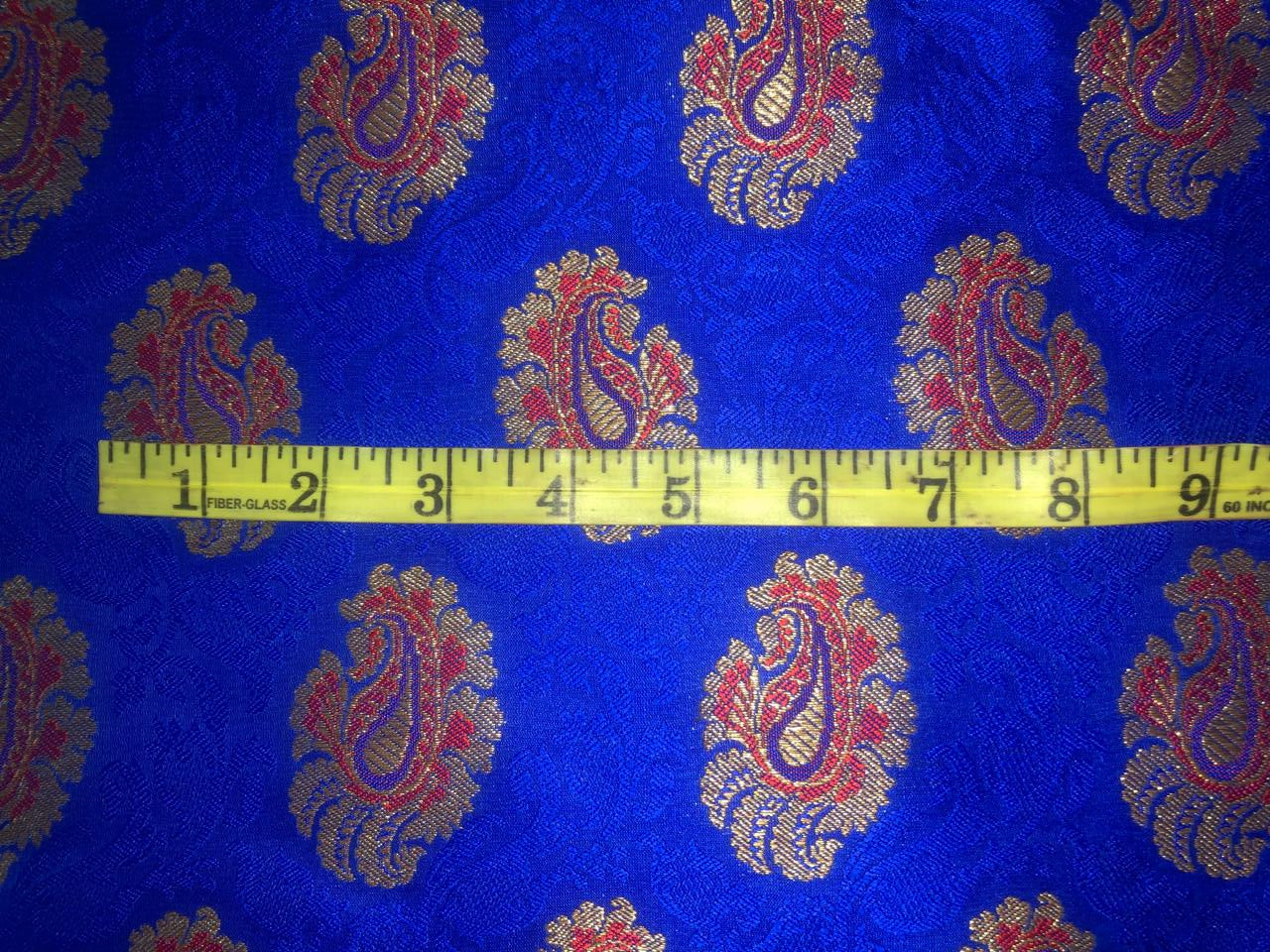 Silk Brocade fabric 44" wide PAISLEYS  available in 5 colors GREEN /YELLOW/ ROYAL BLUE /NAVY AND  ORANGE BRO940