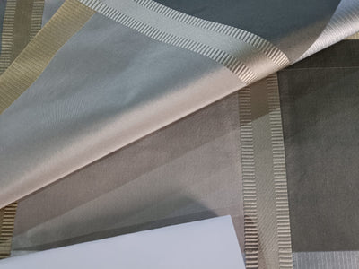100%silk taffeta fabric gold/silver grey /cream ribbed satin plaids 54" wide TAFC54[1]