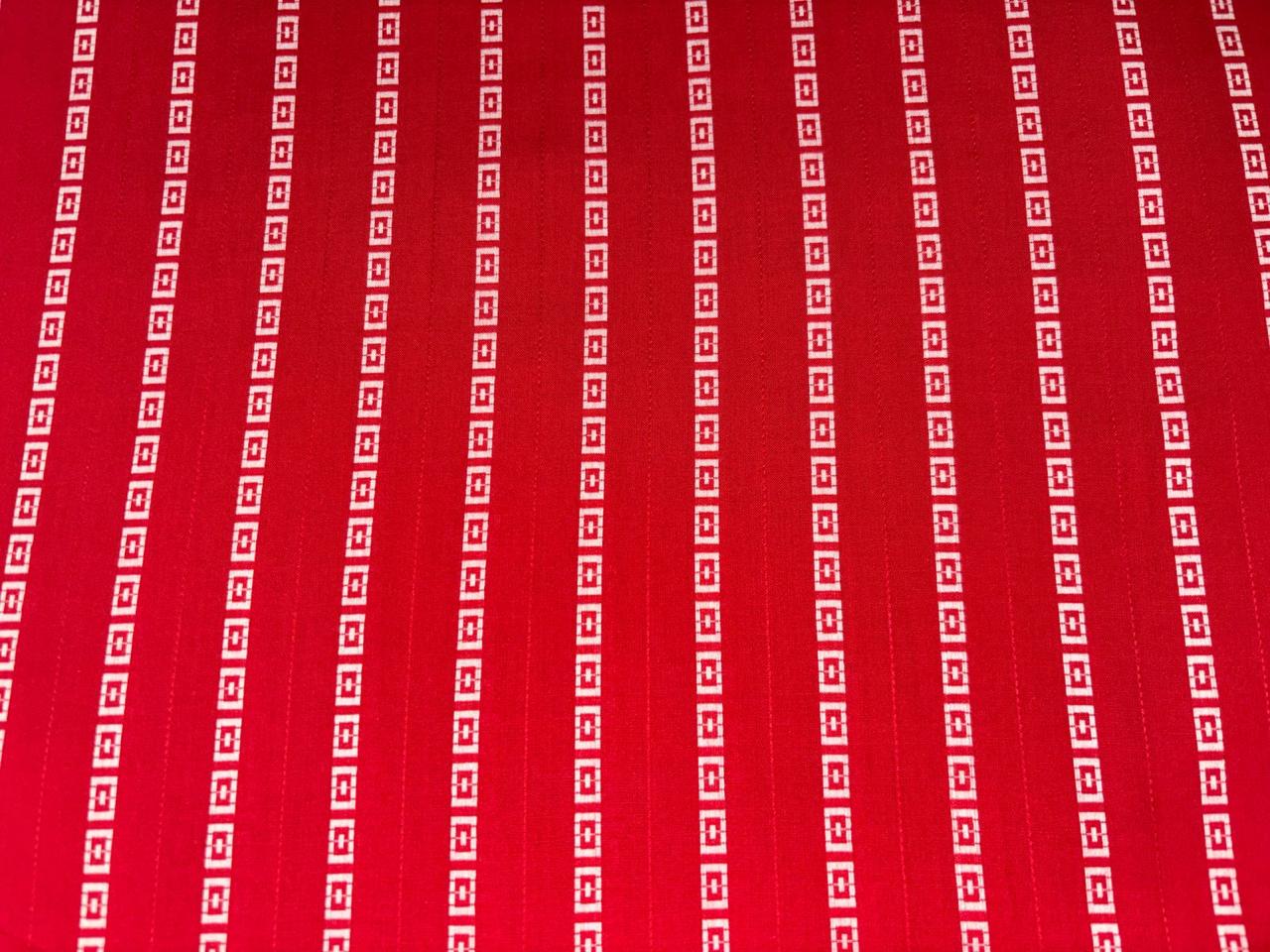 Cotton 90% Viscose 10% Fancy  print red with white design stripe  58" wide [17211]