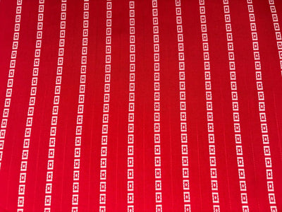 Cotton 90% Viscose 10% Fancy  print red with white design stripe  58" wide [17211]