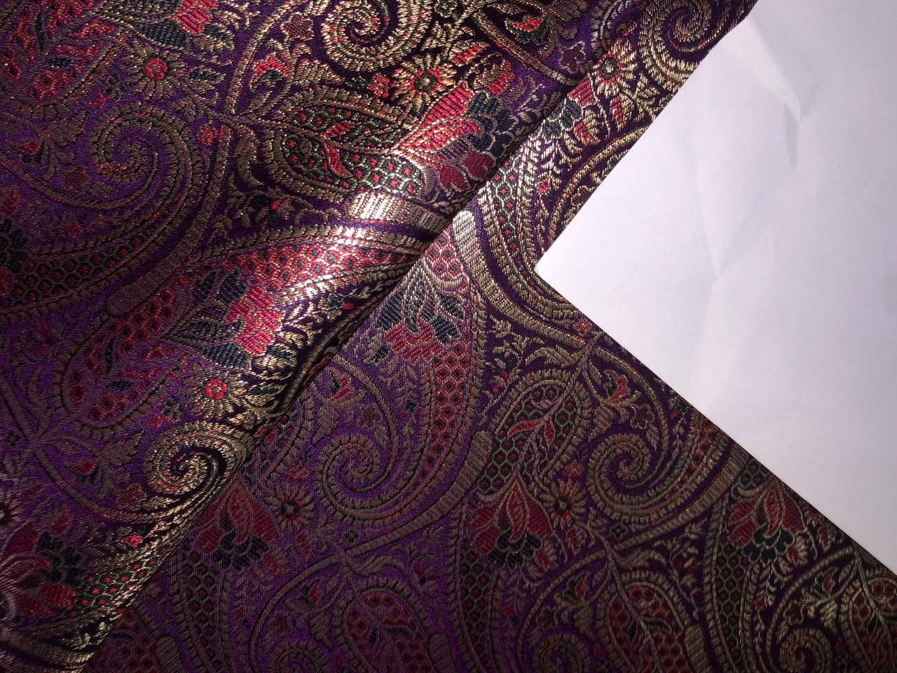 Silk Brocade fabric Purple with metallic gold paisley jacquard color 44" wide BRO890[6]