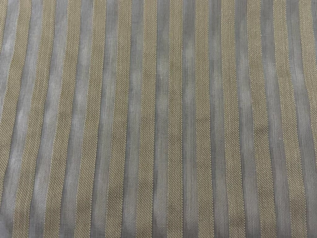 100% SILK ORGANZA STRIPES IVORY COLOUR GOLD STRIPES SEMI SHEER 44" WIDE [11013]