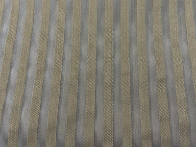 100% SILK ORGANZA STRIPES IVORY COLOUR GOLD STRIPES SEMI SHEER 44" WIDE [11013]