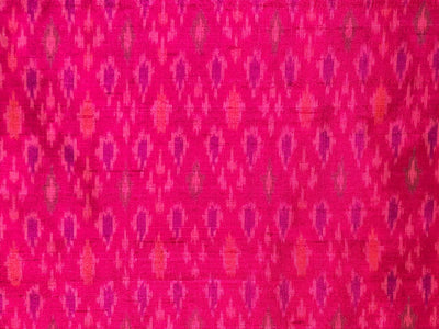 100% pure silk dupion ikat fabric pink color 44" wide available in 3 combinations