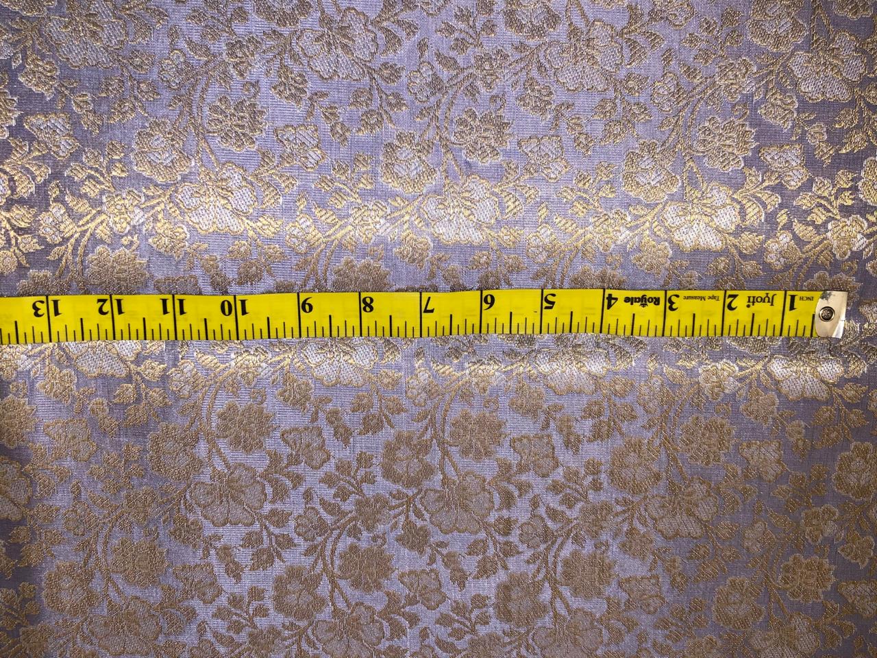 Silk Brocade fabric silver lwith white gold  jacquard BRO1074[1]