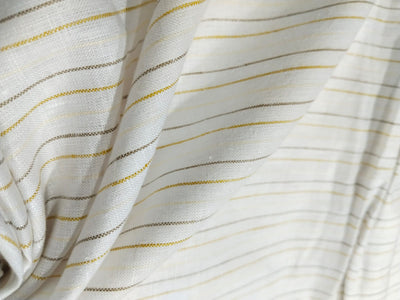 100% Linen stripe 60's Lea Fabric 58" wide available in two colors blue and white and ivory ,yellow, brown[10800]