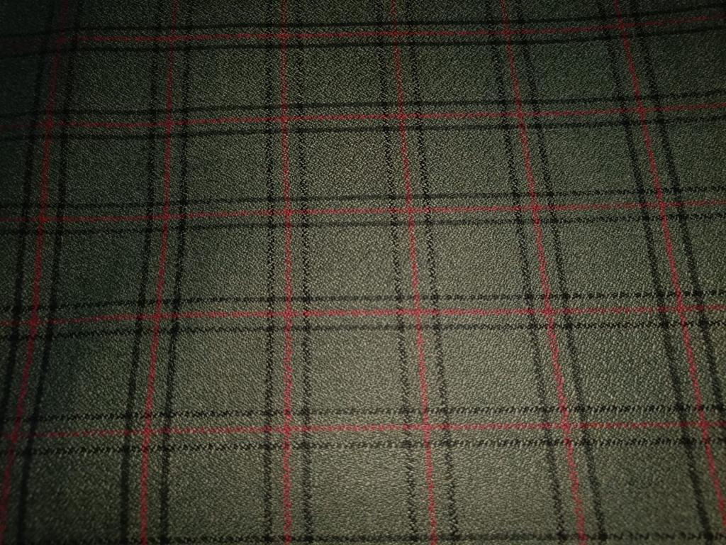 Tweed Suiting Heavy weight premium Fabric forest green red and black  Plaids 58" wide [15088]
