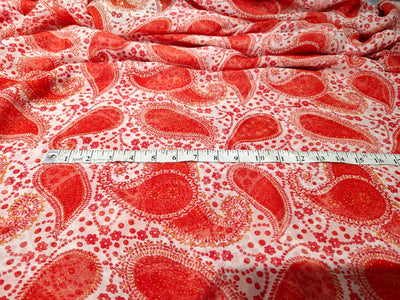 Silk chiffon printed  fabric  orange paisley  44" wide [17041]