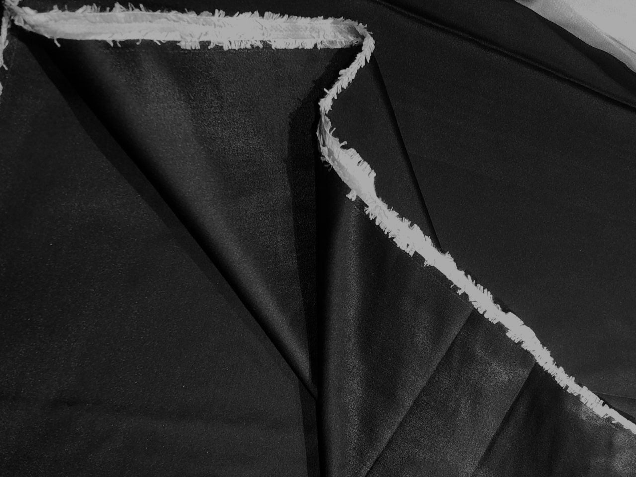 Silk Duchess satin  fabric 40 momme 54" wide reversable jet black and silver [17606]