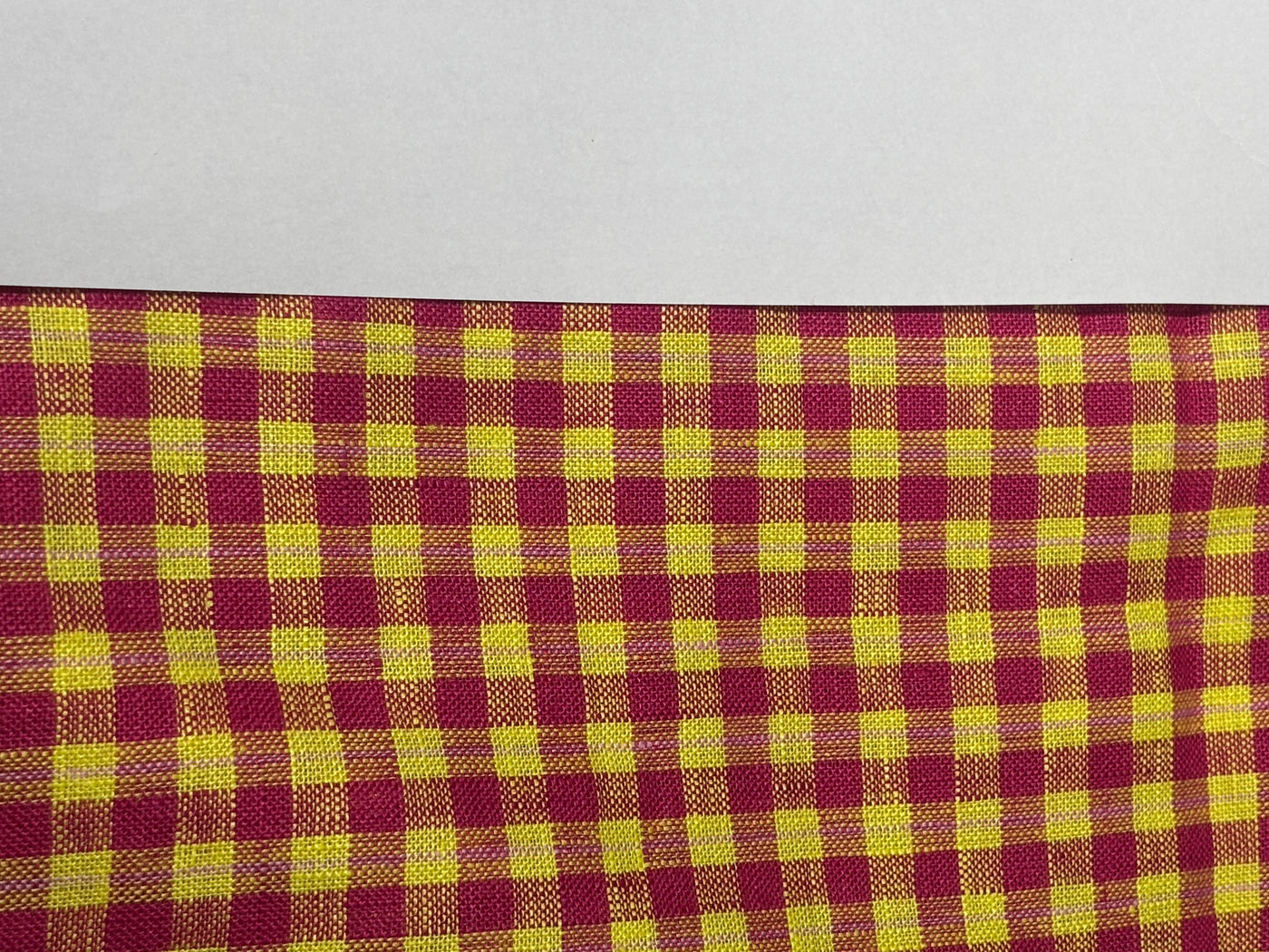 100% Linen  plaids 44 Lea Fabric 58" wide bright pink and yellow [17595]