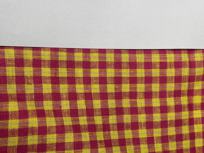 100% Linen  plaids 44 Lea Fabric 58" wide bright pink and yellow [17595]