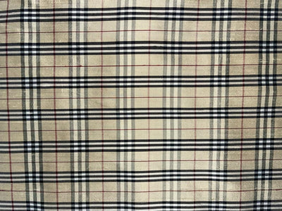 SILK Dupioni fabric BLACK ,WHITE AND CREAM color PLAIDS 54" wide DUP#C82[1]