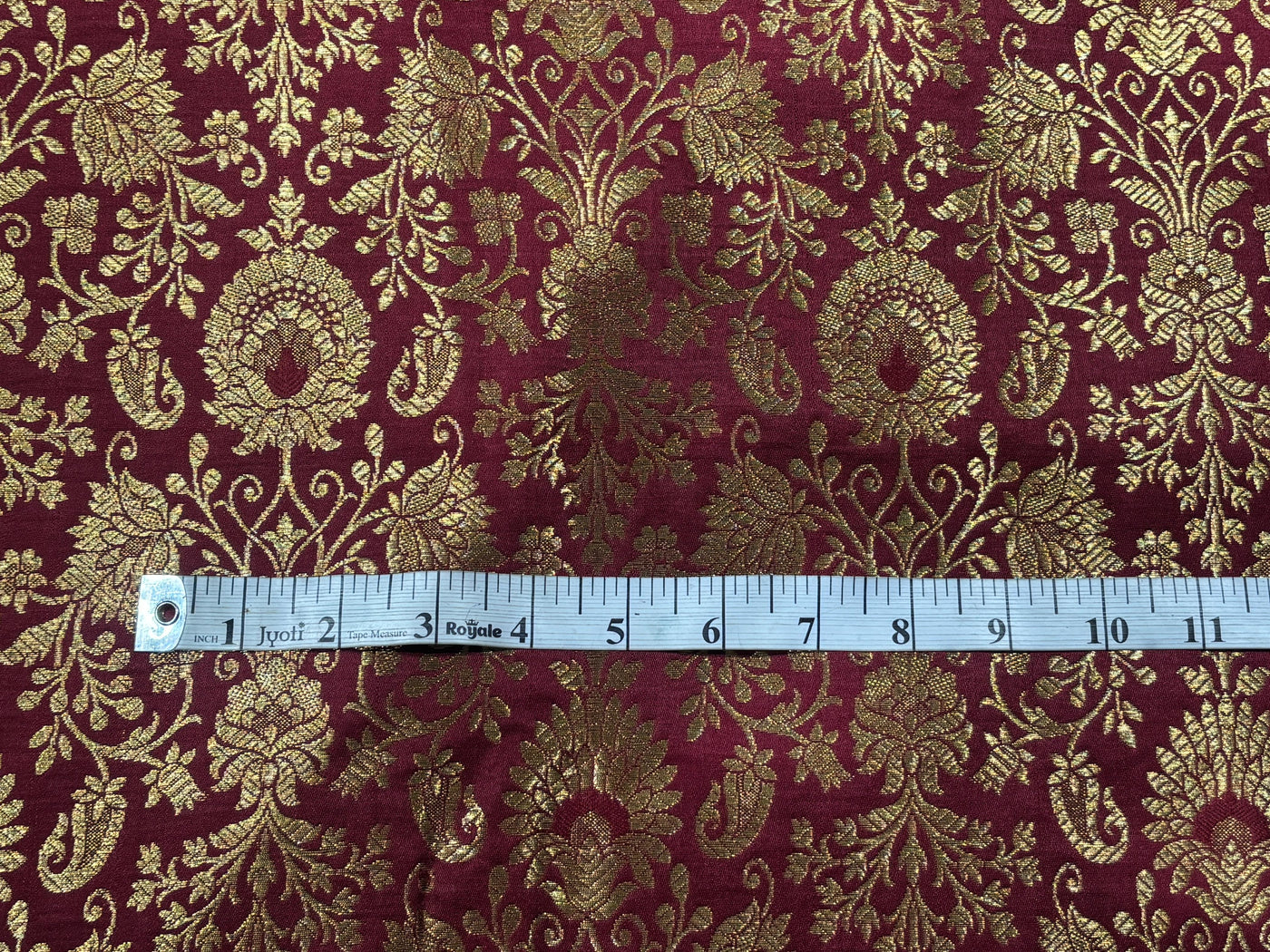 Silk Brocade fabric 44" with metallic gold jacquard available in 3 colors bright pink, black and burgundy [BRO1059]