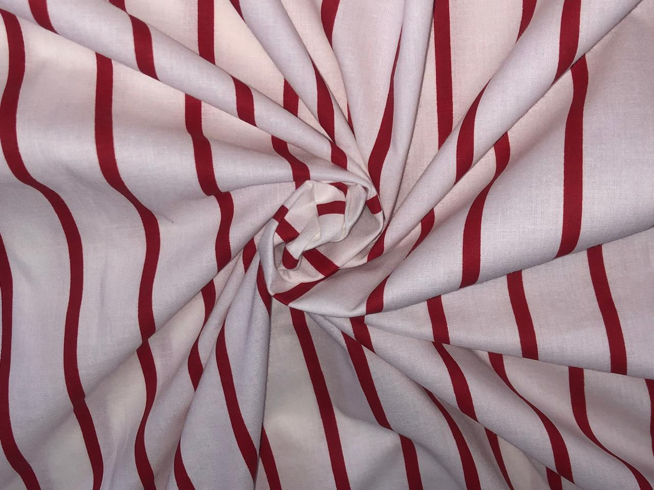 100% Cotton Poplin 48" wide red and white stripes [17291]