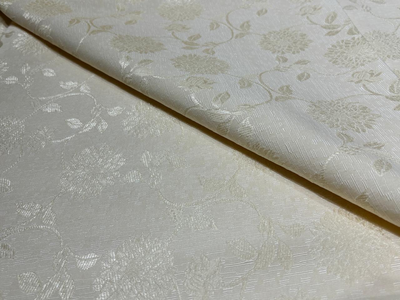 Silk Brocade fabric  CREAM SELF FLORAL Jacquard  54" wide BRO944[1]