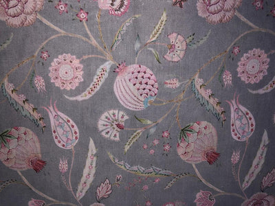 100% linen FLORAL digital print fabric 44" wide available in 2 colors grey/pink and ivory/pink