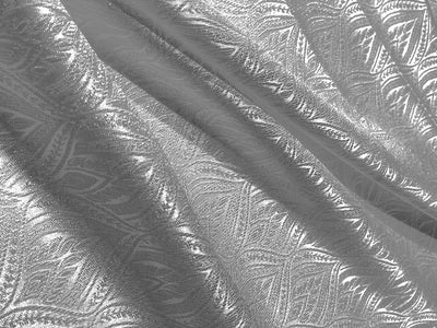 Silk Brocade fabric  white with white self geometric jacquard BRO1033[3]