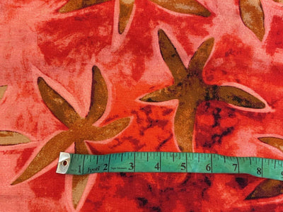 Linen Print red with star fish  vacation/beach print 58" wide [18279]